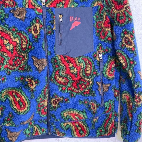 Polo Ralph Lauren Men's Paisley Pile Fleece Jacket navy small $398 - Picture 4 of 10